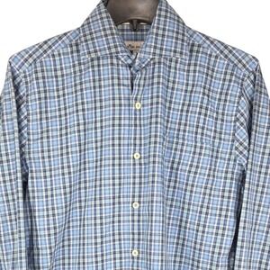Peter Millar Men's Small Blue Green Red Plaid Button Up Shirt Long Sleeve